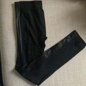 Black Leggings w/ Faux Leather Stripe on Side